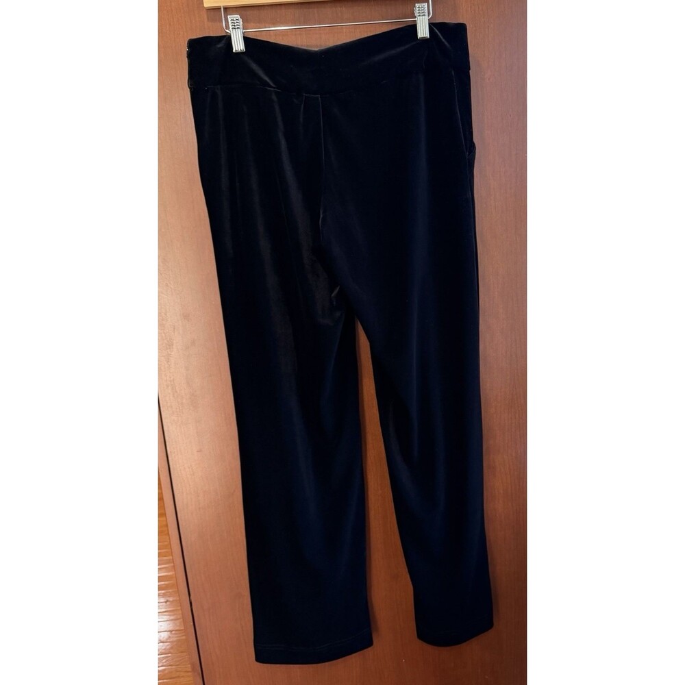 La EI Couture Black Velour Pants Womens L 34 Waist Wide Leg High Rise Y2K